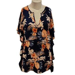 [Portocruz] Blue Floral Square Dress - Size XL